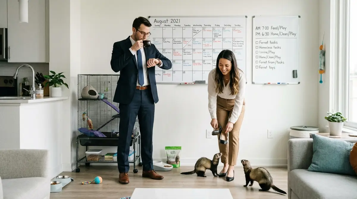 共働き家庭のフェレット飼育リアルスケジュール