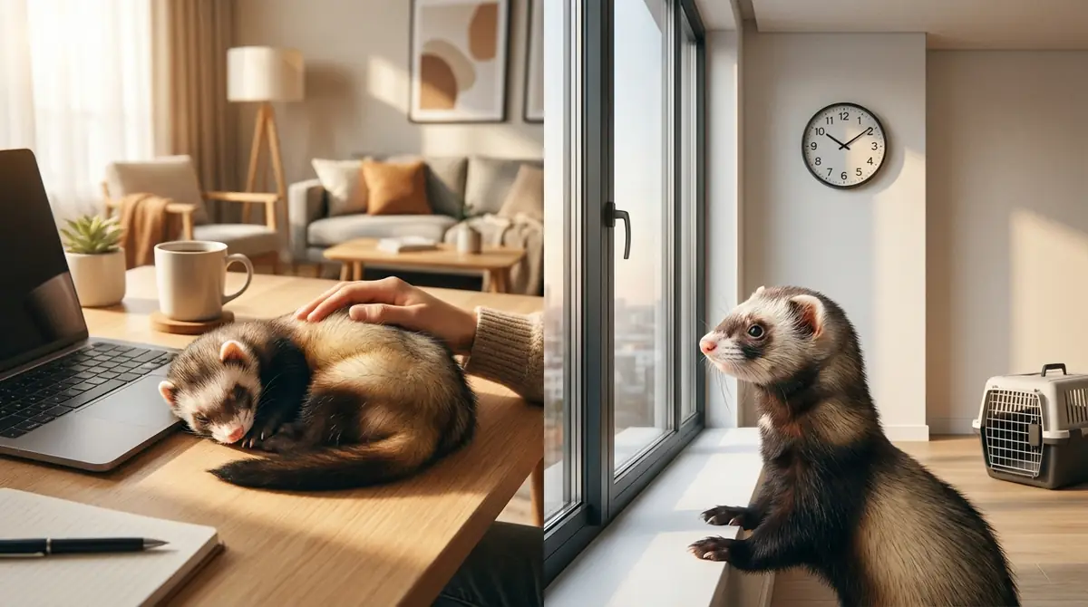 在宅勤務と外出勤務でフェレットの様子は変わる？