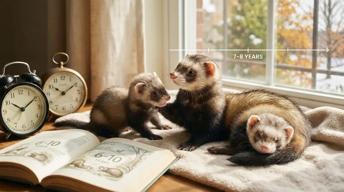 フェレットの寿命は平均6〜10年｜飼育下では7〜8年が目安