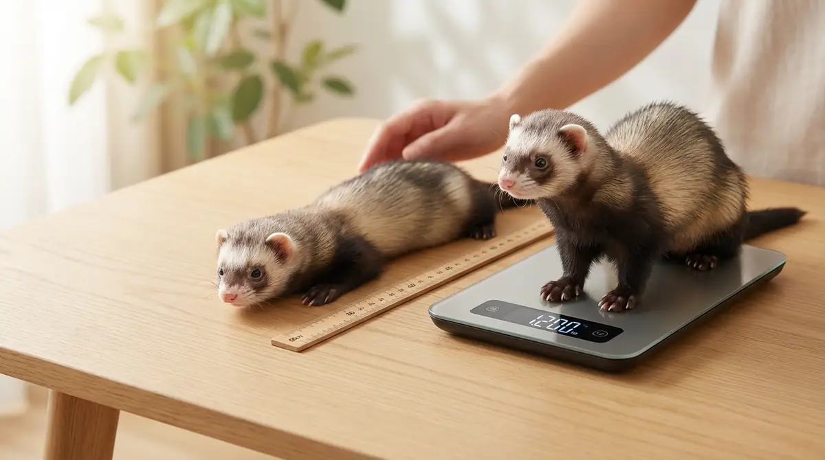 フェレットの大きさは体長30〜50cm・体重0.7〜2.0kg