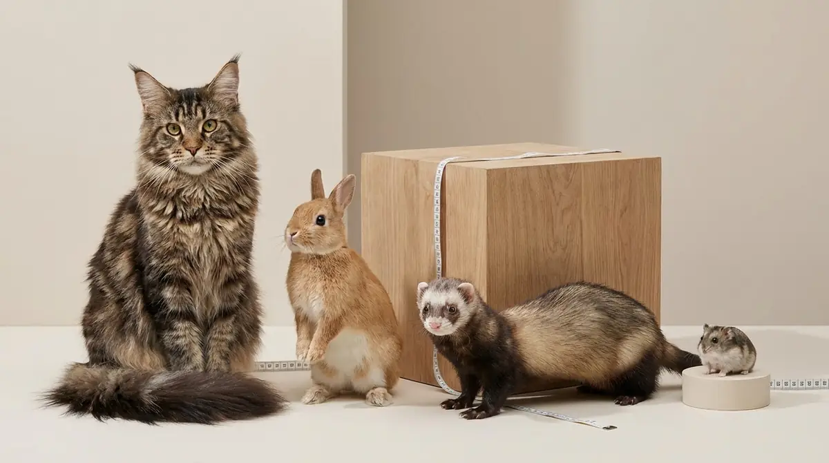 猫・うさぎ・ハムスターとフェレットの大きさを比較