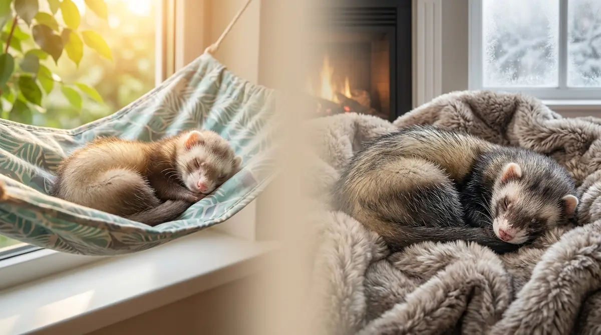 フェレットの睡眠時間は年齢・季節で変化する