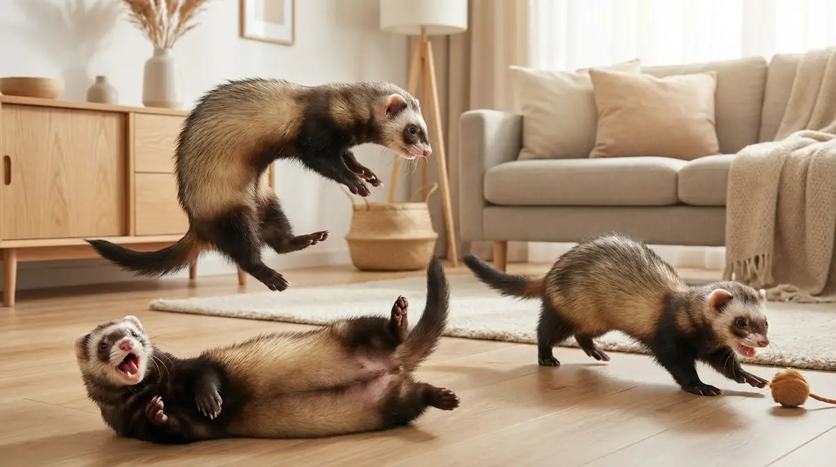 【喜び・興奮】嬉しいときに見せるフェレットのボディランゲージ