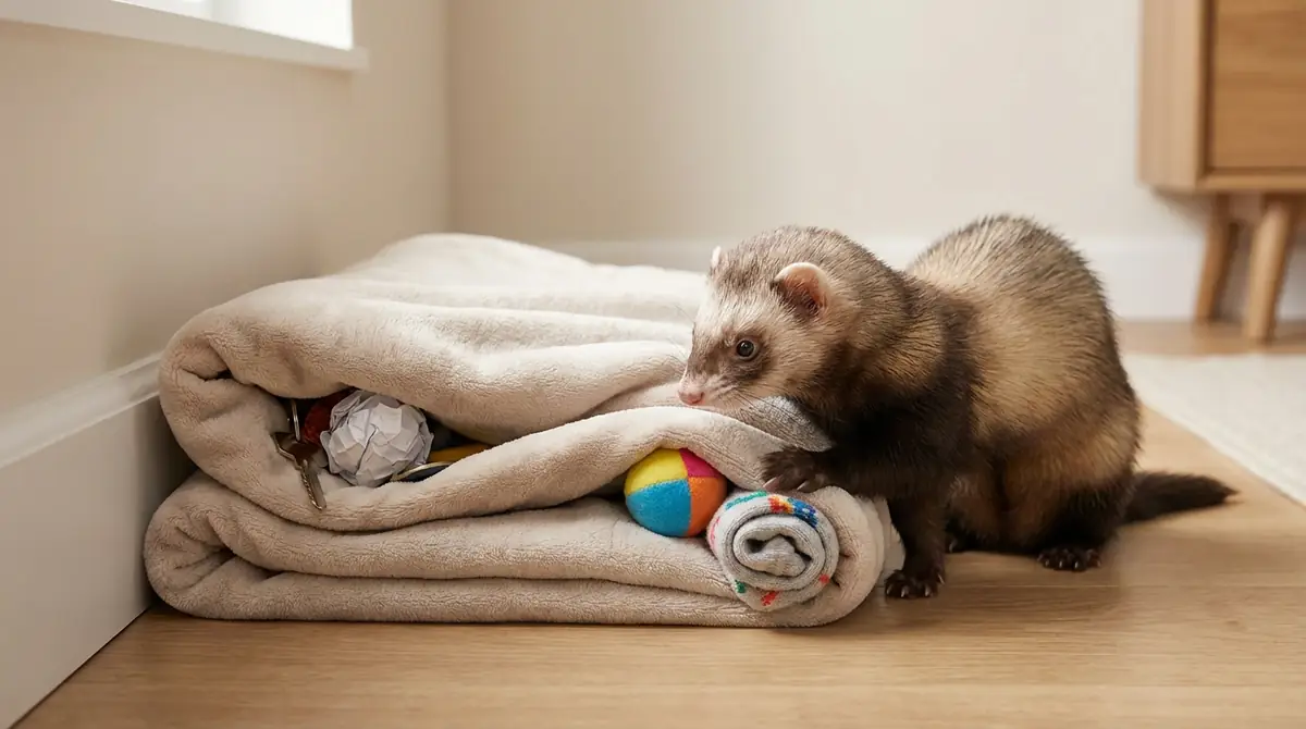 【結論】フェレットが物を隠すのは「貯食本能」による正常な行動です