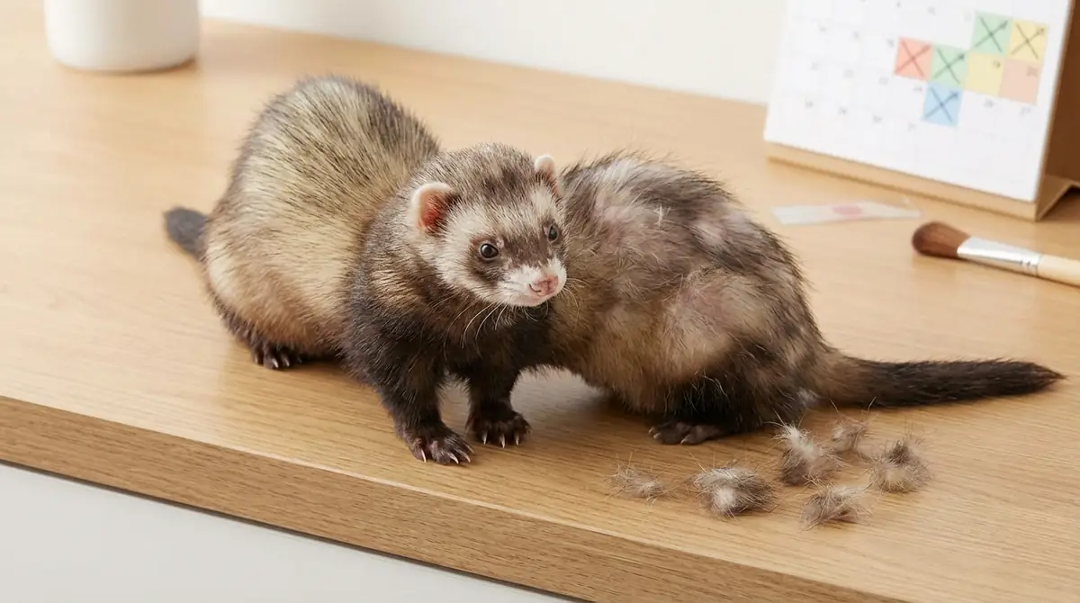 フェレットが脱毛する6つの原因【病気と換毛期の見分け方】